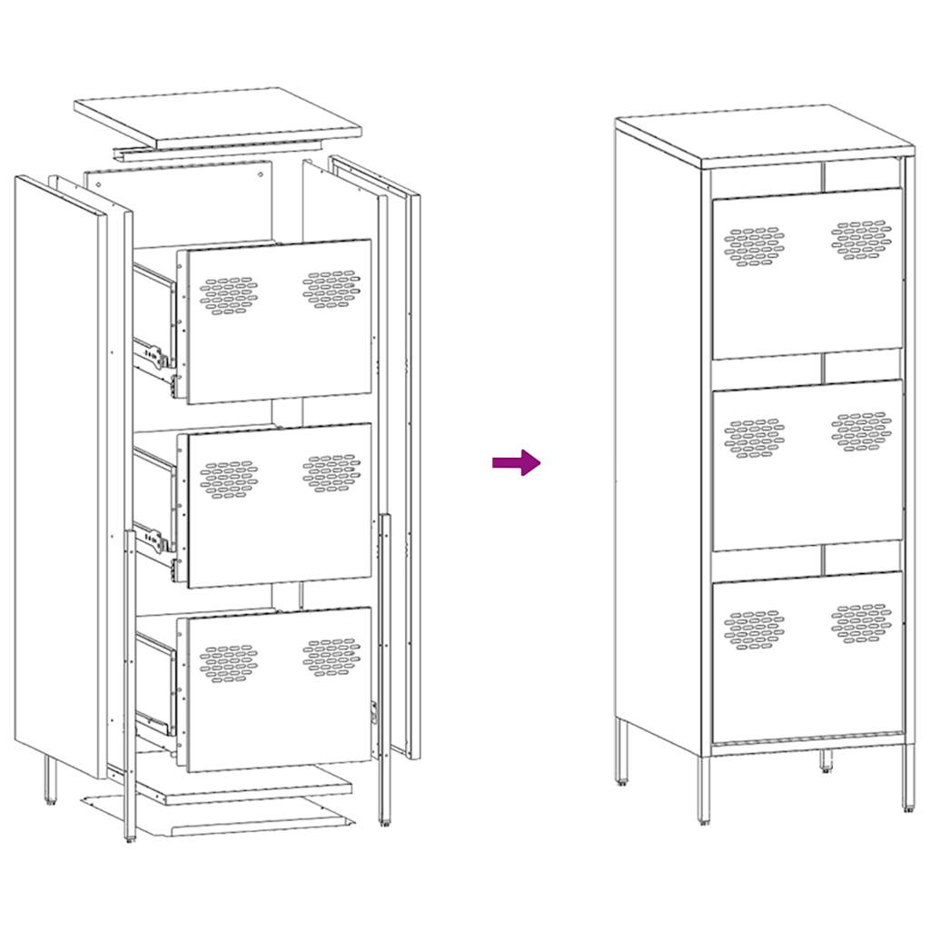 Highboard Anthracite 39x35x103,5 cm Steel