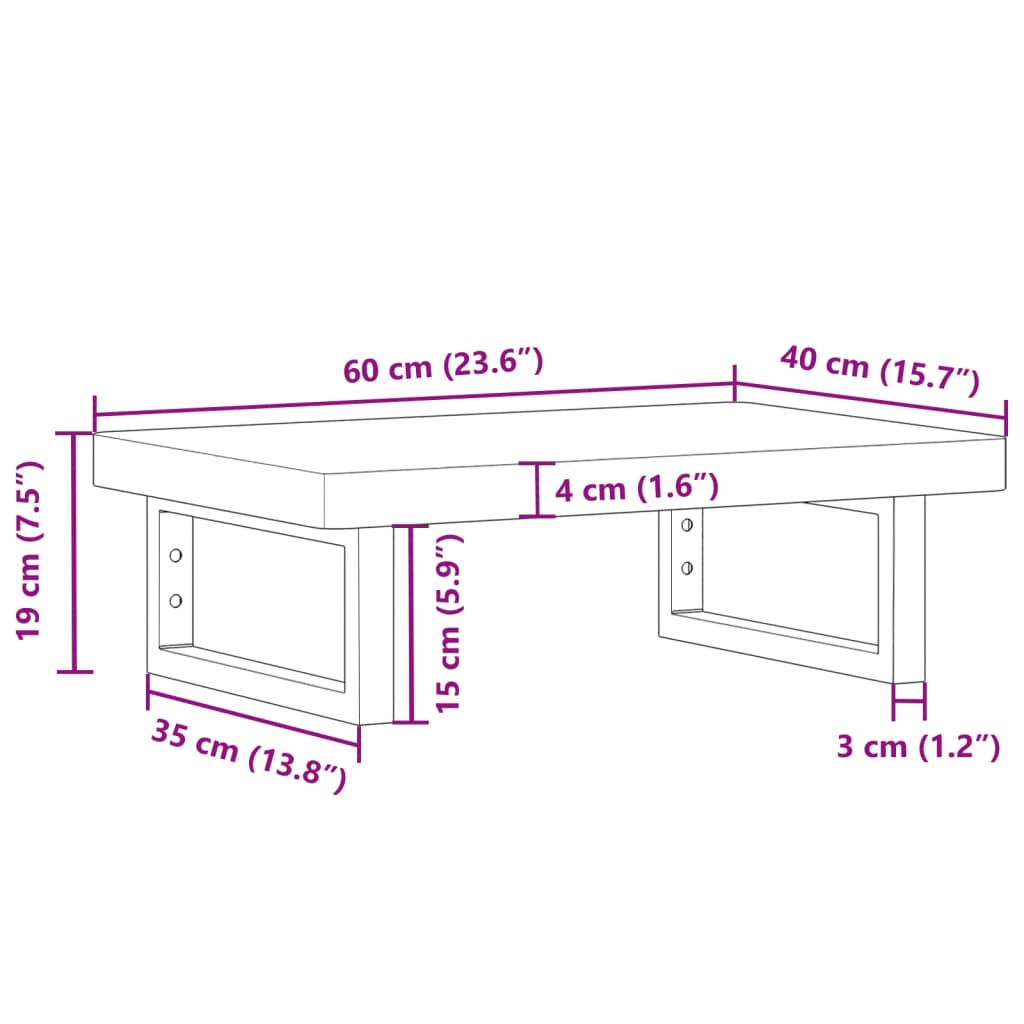Basin Shelf Wall Mounted Steel and Solid Wood Beech