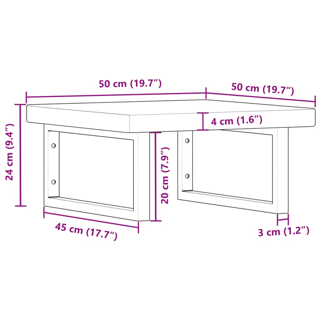 Basin Shelf | Dark brown and white | Solid oak wood, Steel | Standard