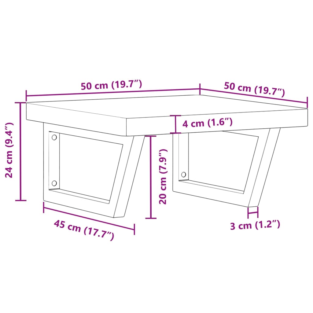Basin Shelf Wall Mounted Steel and Solid Wood Beech