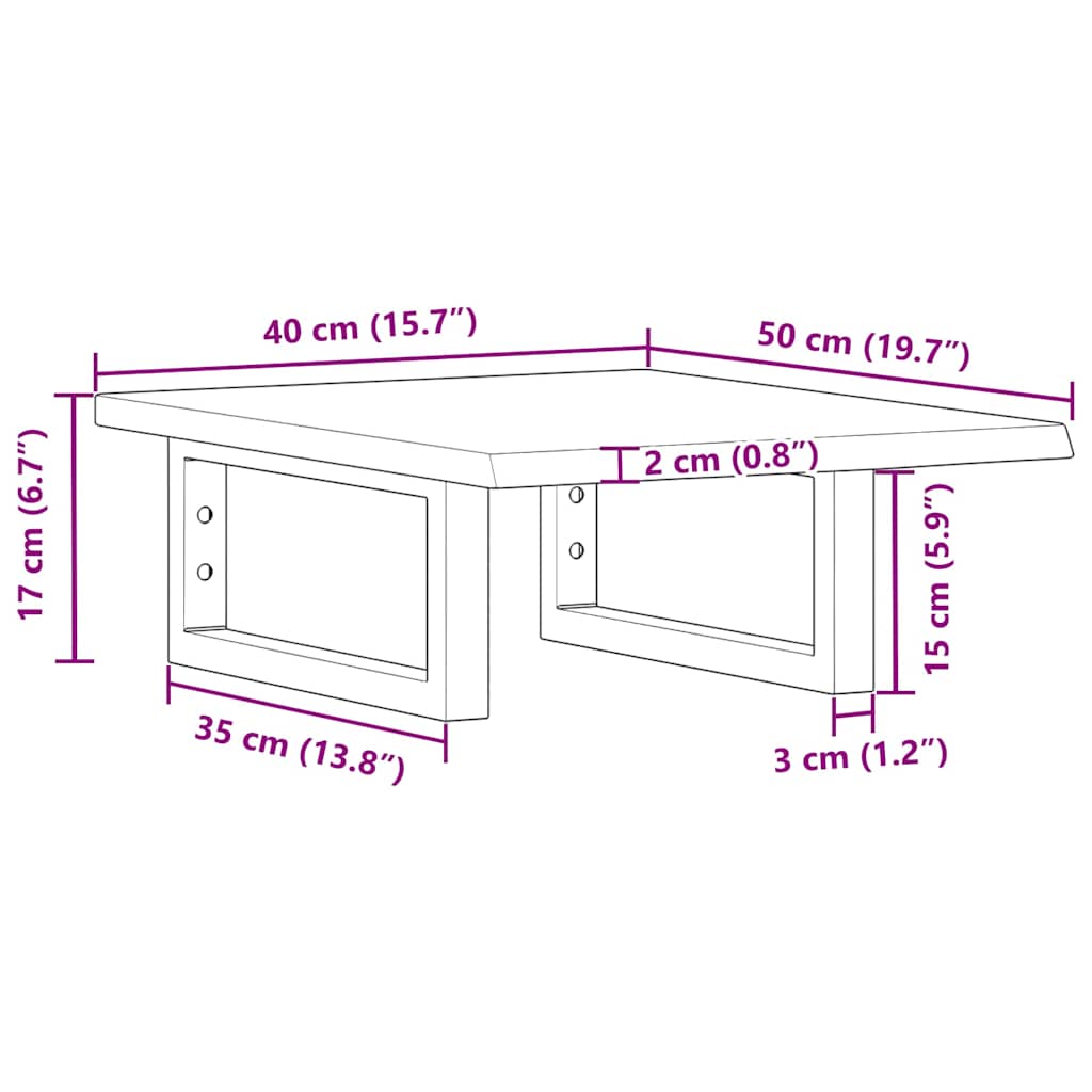 Basin Shelf Wall Mounted Steel and Solid Wood Oak