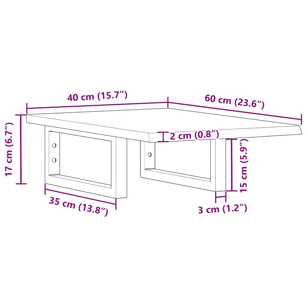 Basin Shelf Wall Mounted Steel and Solid Wood Oak