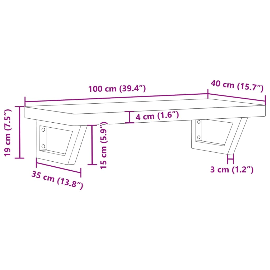 Basin Shelf Wall Mounted Steel and Solid Wood Acacia