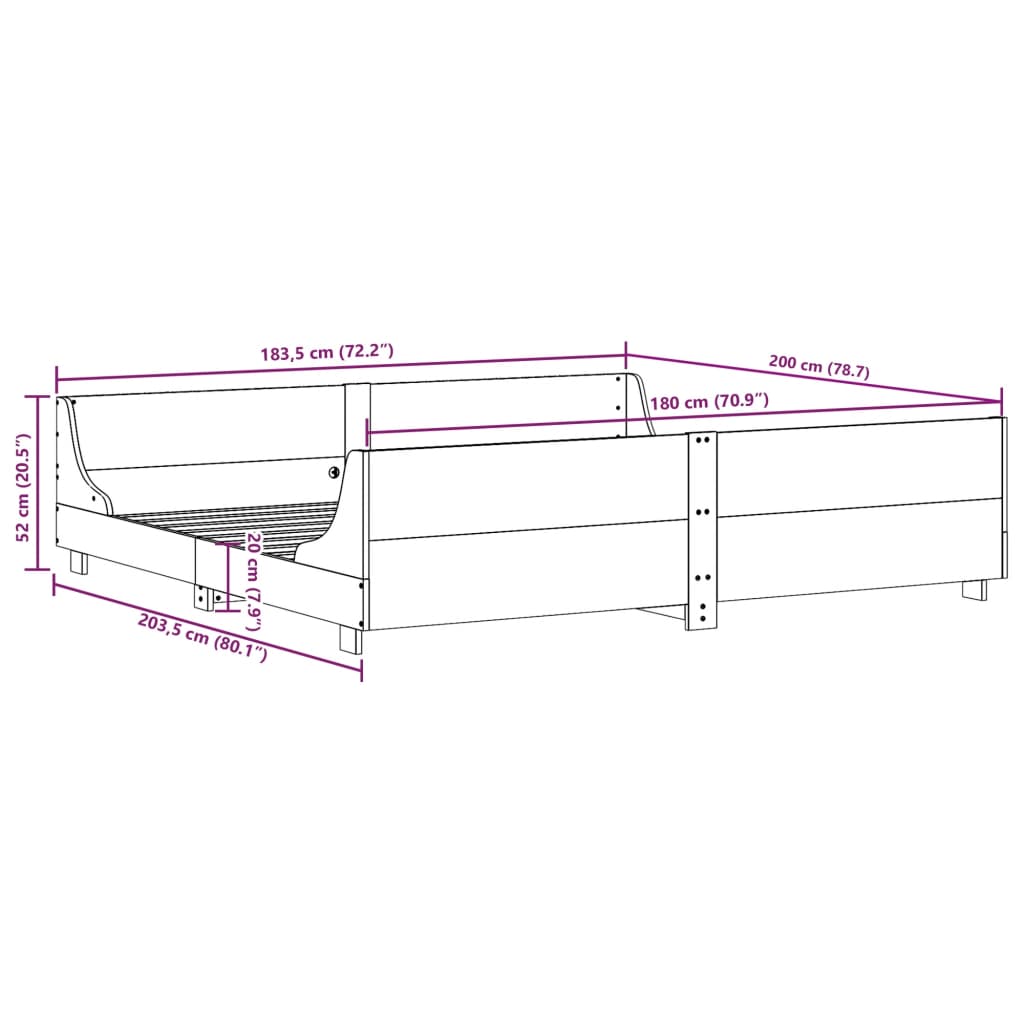 Bed Frame without Mattress White 180x200 cm Super King Solid Wood Pine