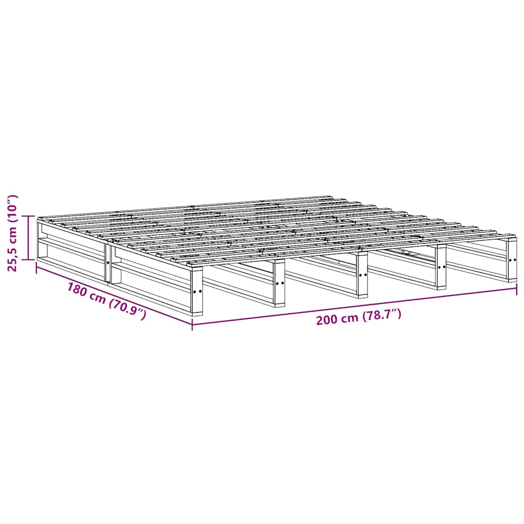 Bed Frame without Mattress Wax Brown 180x200 cm Super King Solid Wood Pine