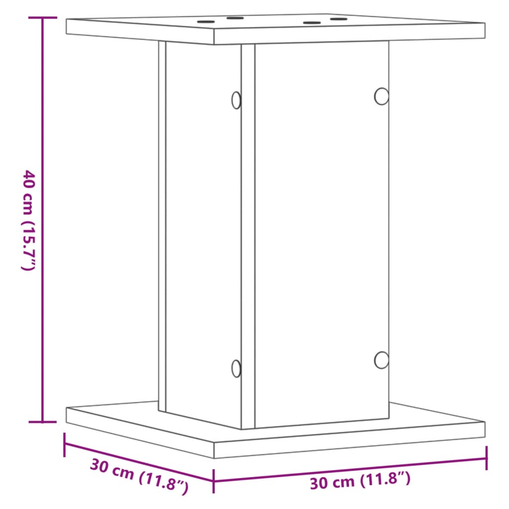 Speaker Stands 2 pcs Smoked Oak 30x30x40 cm Engineered Wood