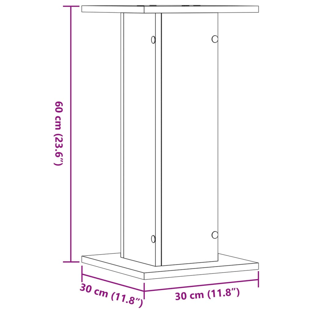 Speaker Stands 2 pcs Smoked Oak 30x30x60 cm Engineered Wood
