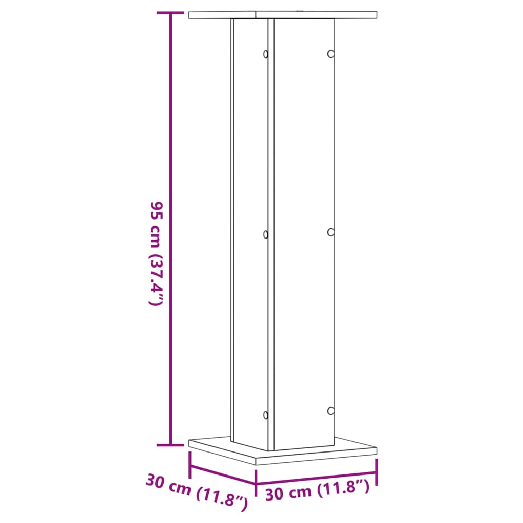 Speaker Stands 2 pcs Smoked Oak 30x30x95 cm Engineered Wood