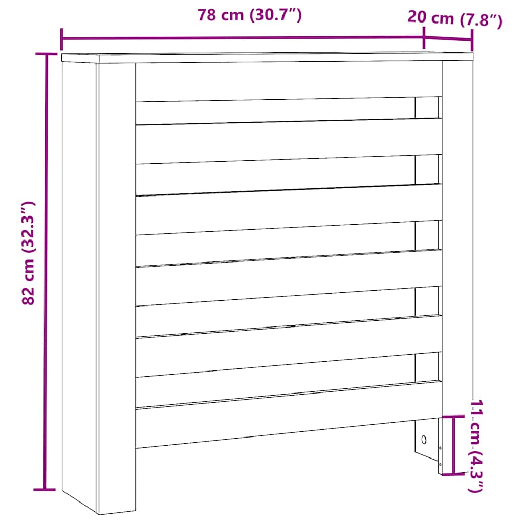 Radiator Cover Black 78 x 20 x 82 cm Engineered Wood