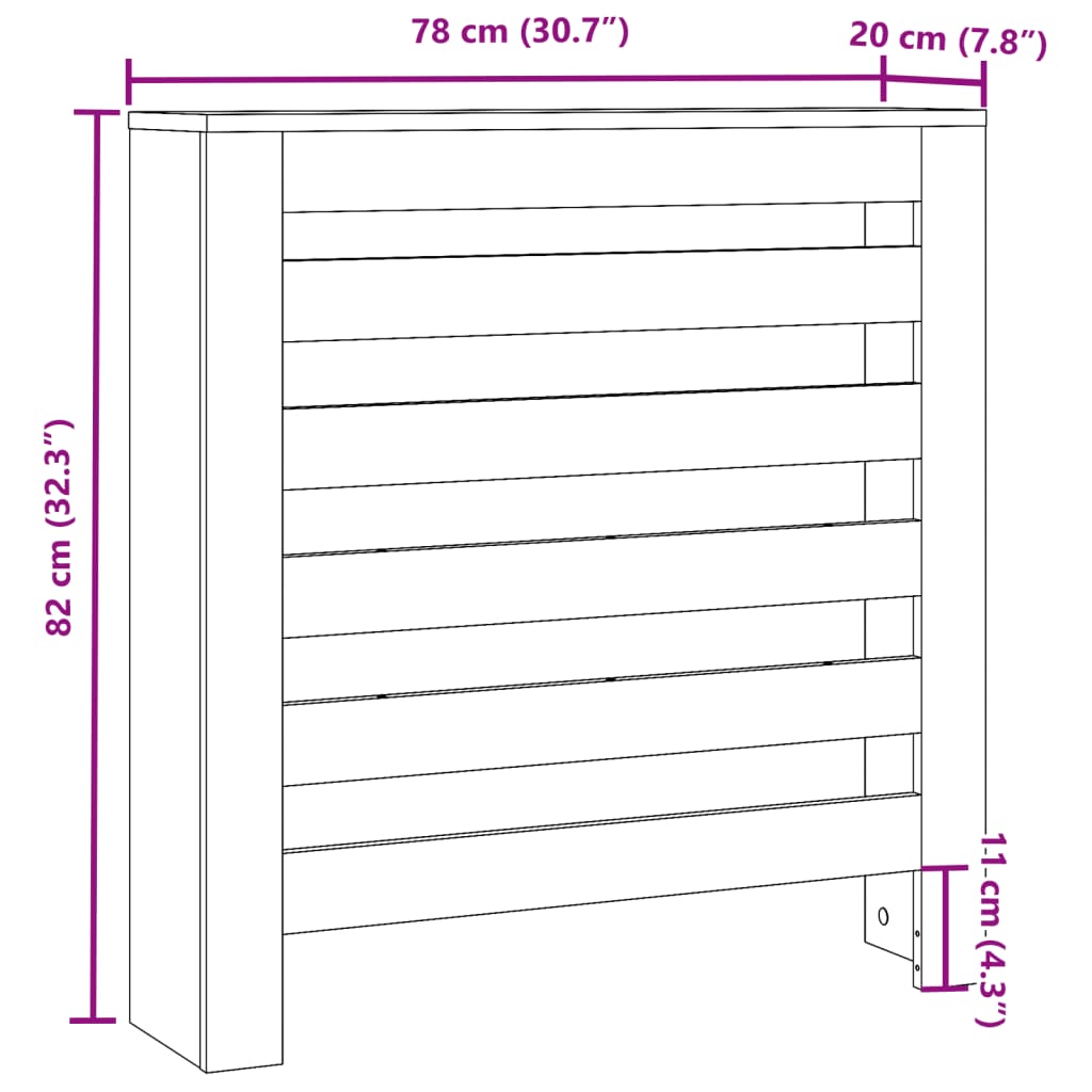 Radiator Cover Sonoma Oak 78 x 20 x 82 cm Engineered Wood