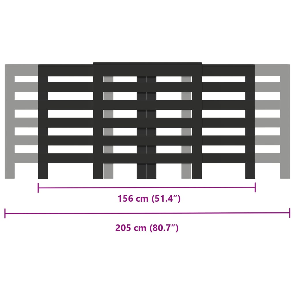 Radiator Cover Black 205x21.5x83.5 cm Engineered Wood