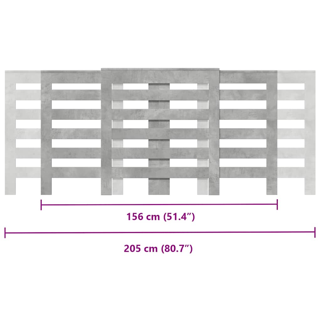 Radiator Cover Concrete Grey 205x21.5x83.5 cm Engineered Wood