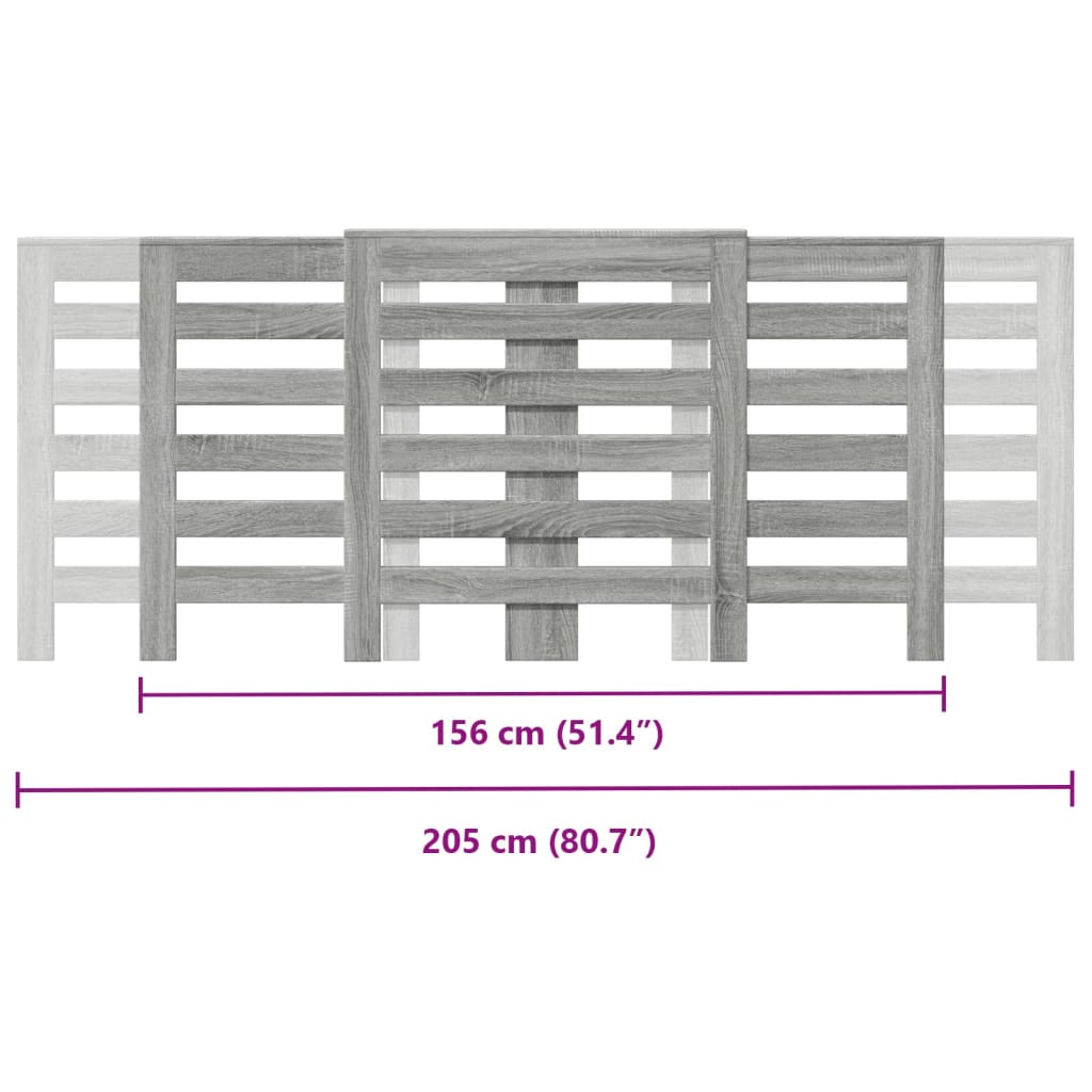 Radiator Cover Grey Sonoma 205 x 21.5 x 83.5 cm Engineered Wood