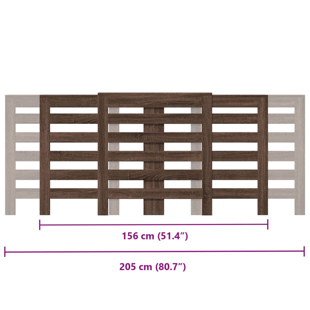 Radiator Cover Brown Oak 205 x 21.5 x 83.5 cm Engineered Wood