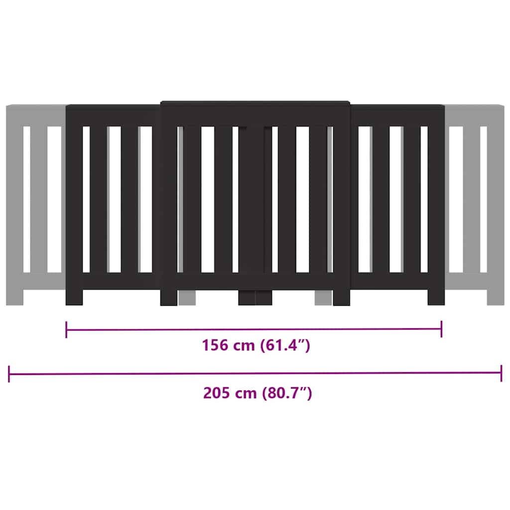 Radiator Cover Black 205x21.5x83.5 cm Engineered Wood
