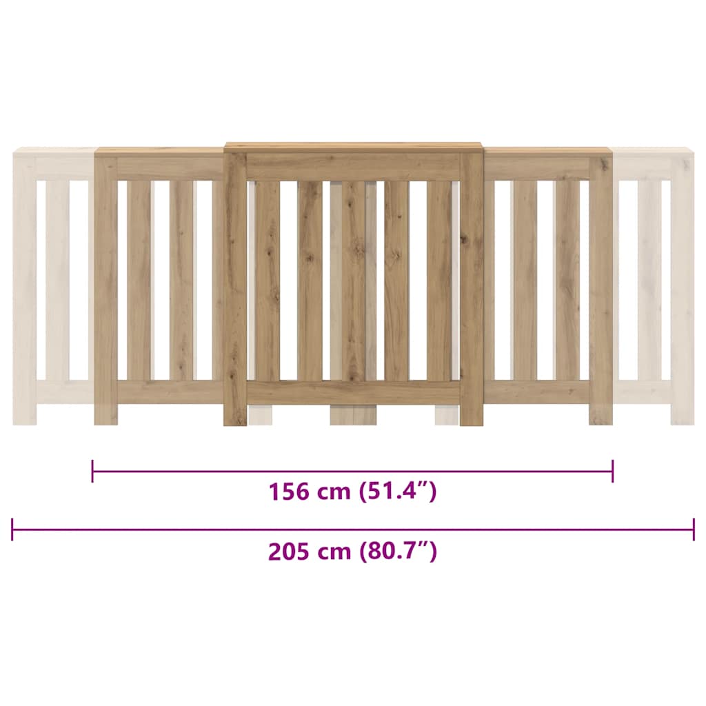 Radiator Cover Artisian Oak 205x21.5x83.5 cm Engineered Wood