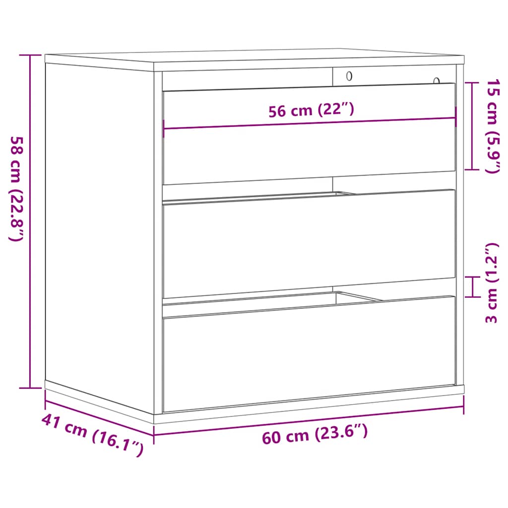 Corner Chest of Drawers Black 60x41x58 cm Engineered Wood