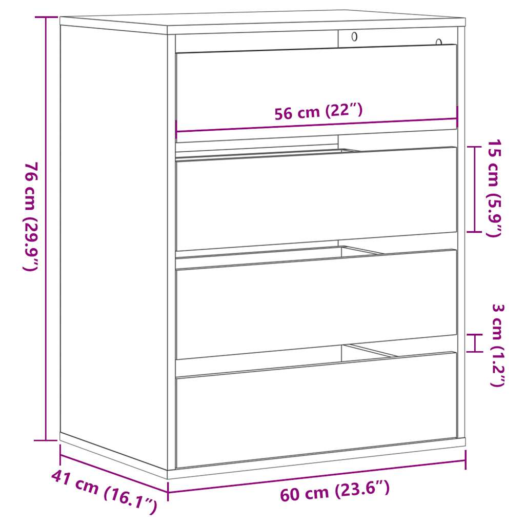 Corner Chest of Drawers Sonoma Oak 60x41x76 cm Engineered Wood