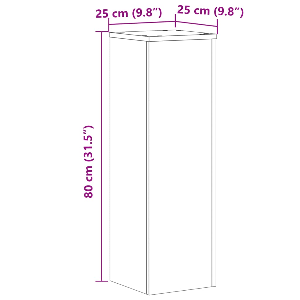 Plant Stand 2 pcs Concrete Grey 25 x 25 x 80 cm Engineered Wood