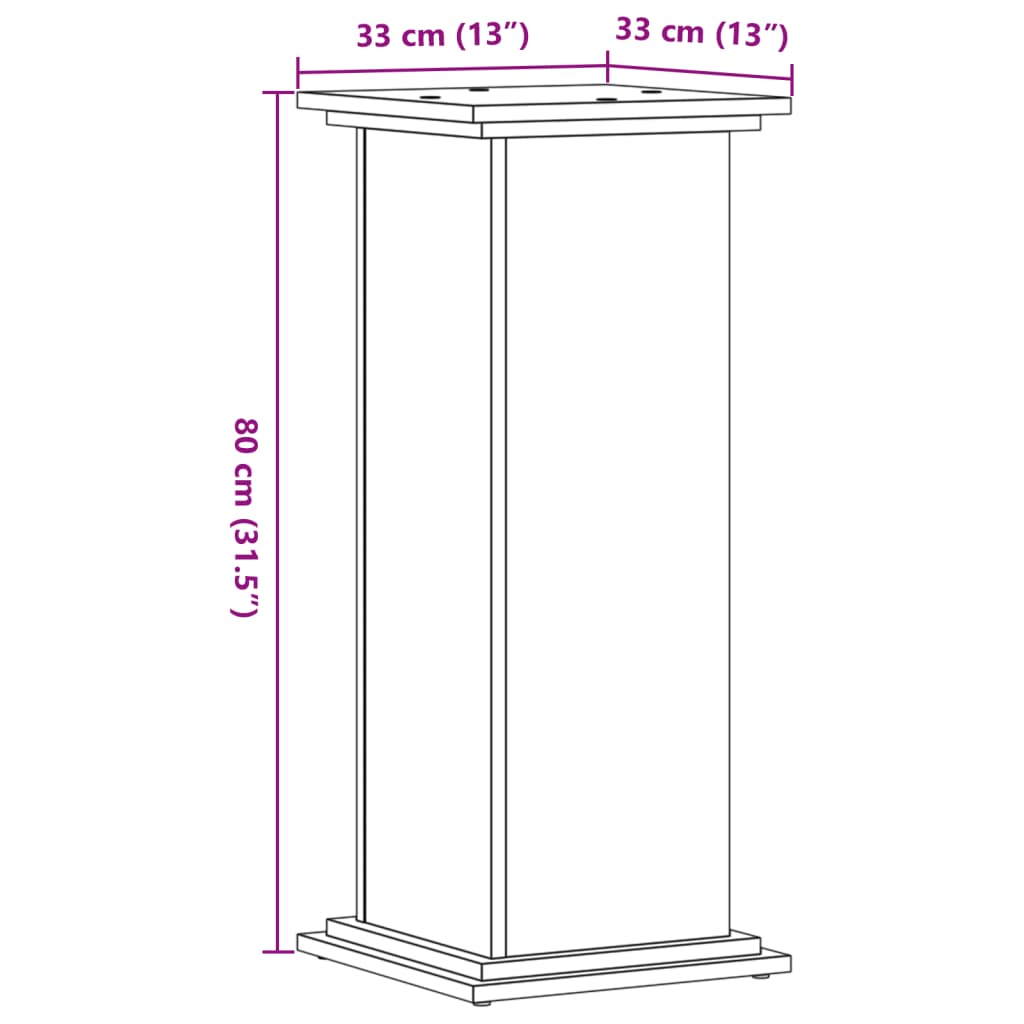 Plant Stand Smoked Oak 33 x 33 x 80 cm Engineered wood