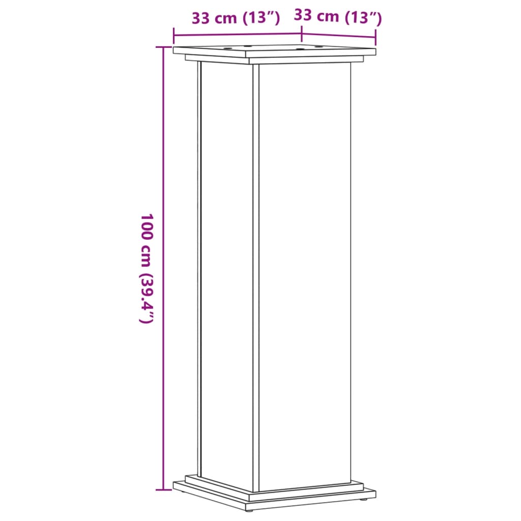 Plant Stand Grey Sonoma 33 x 33 x 100 cm Engineered wood