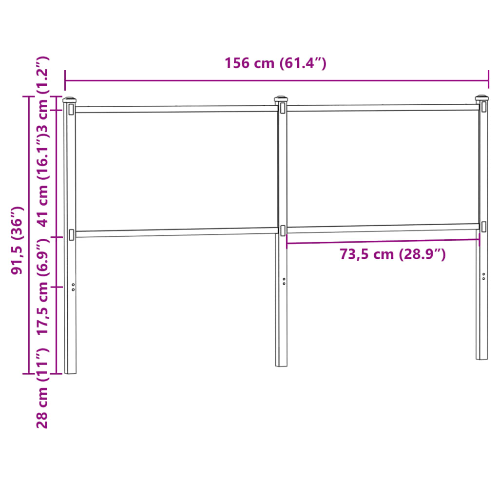 Replace Headboard Brown Oak 150 cm Engineered Wood and Steel