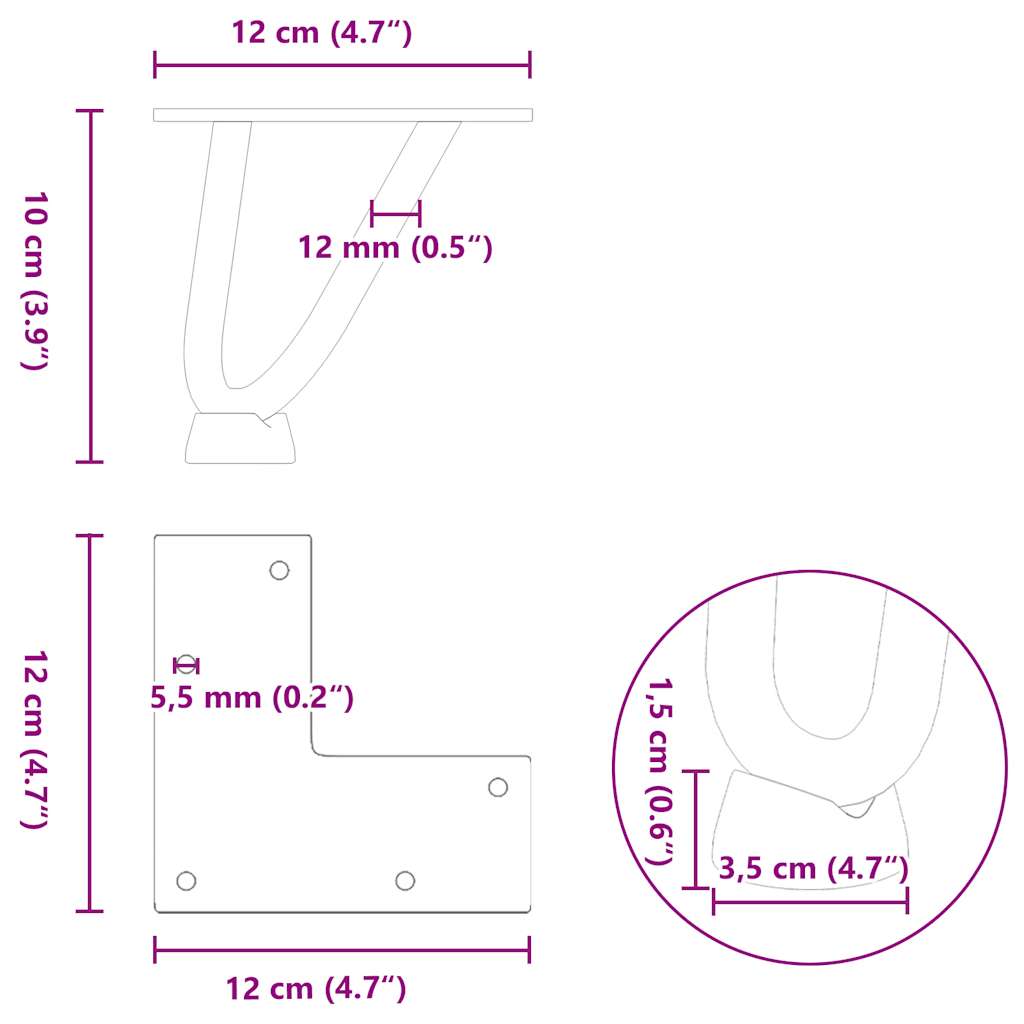 Hairpin Legs for Coffee Table 4 pcs Anthracite 10 cm Solid Steel