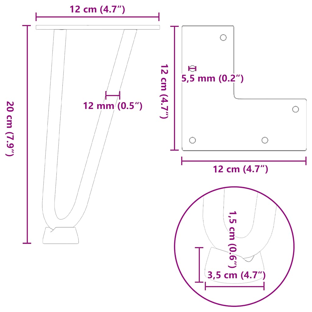 Hairpin Legs for Coffee Table 4 pcs Anthracite 20 cm Solid Steel