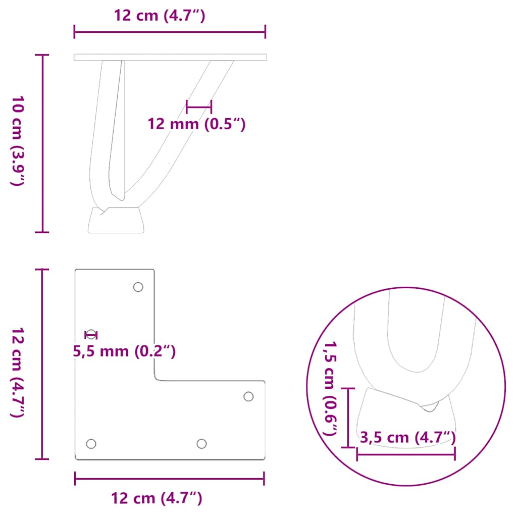 Hairpin Legs for Coffee Table 4 pcs White 10 cm Solid Steel