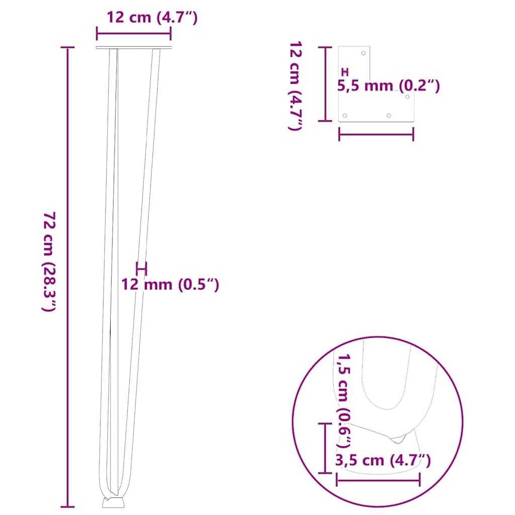 hairpin legs for console tables for Console Table 4 pcs Anthracite 72 cm Solid Steel