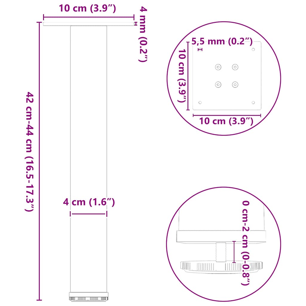 Coffee Table Legs 4 pcs Anthracite 42-44 cm Steel