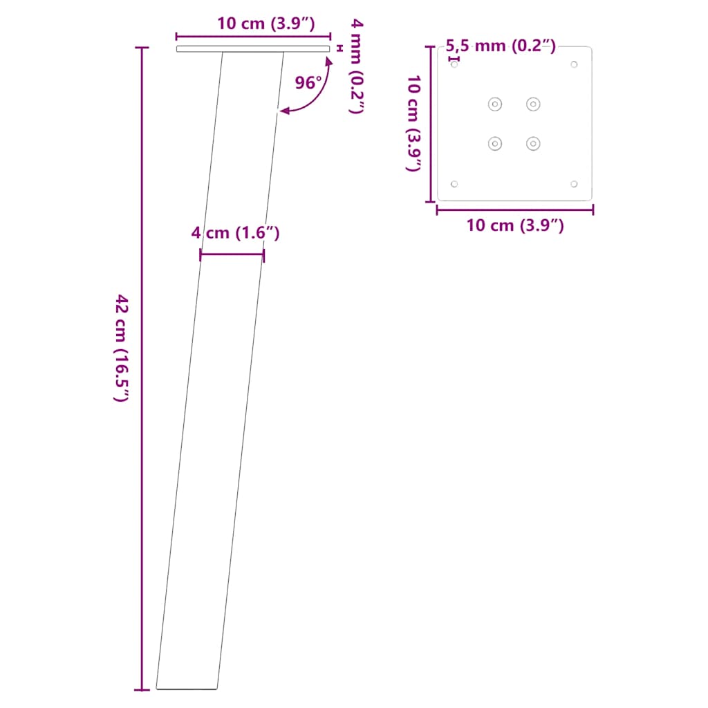 Coffee Table Legs 4 pcs Anthracite 42 cm Steel