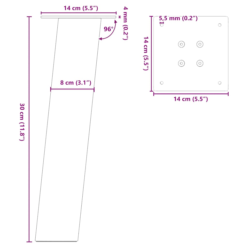 Coffee Table Legs 4 pcs Natural Steel 30 cm Steel