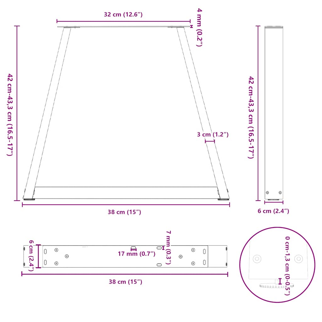 Coffee Table Legs V-Shape 2 pcs White 38x(42-43,3) cm Steel