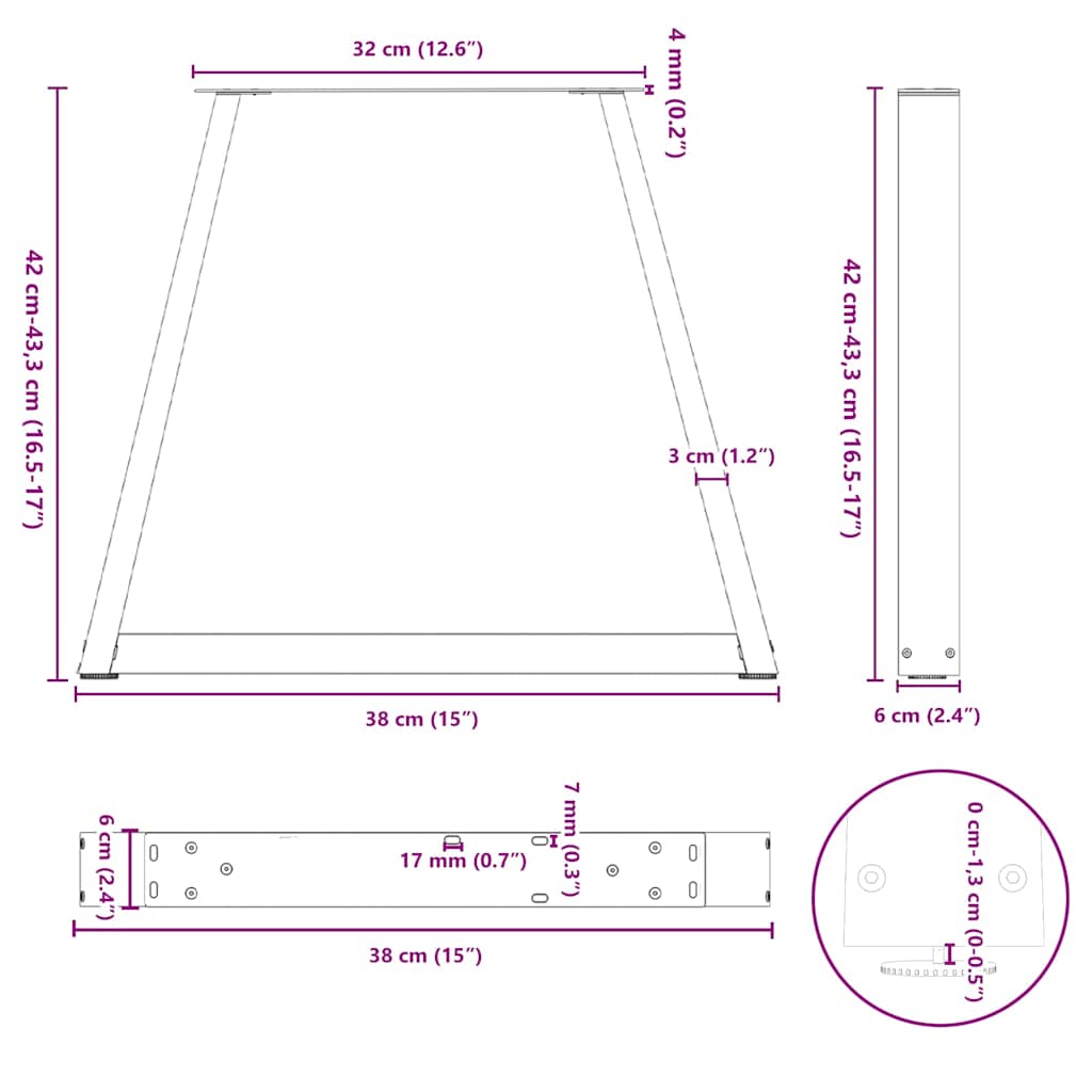 Coffee Table Legs V-Shape 2 pcs Anthracite 38x(42-43,3) cm Steel