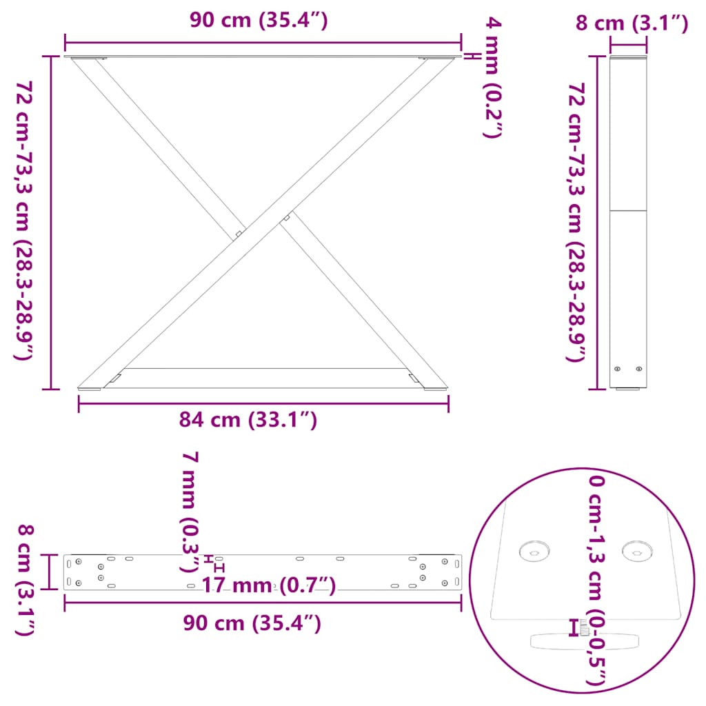 Dining Table Legs 2 pcs Anthracite 90x(72-73,3) cm Steel