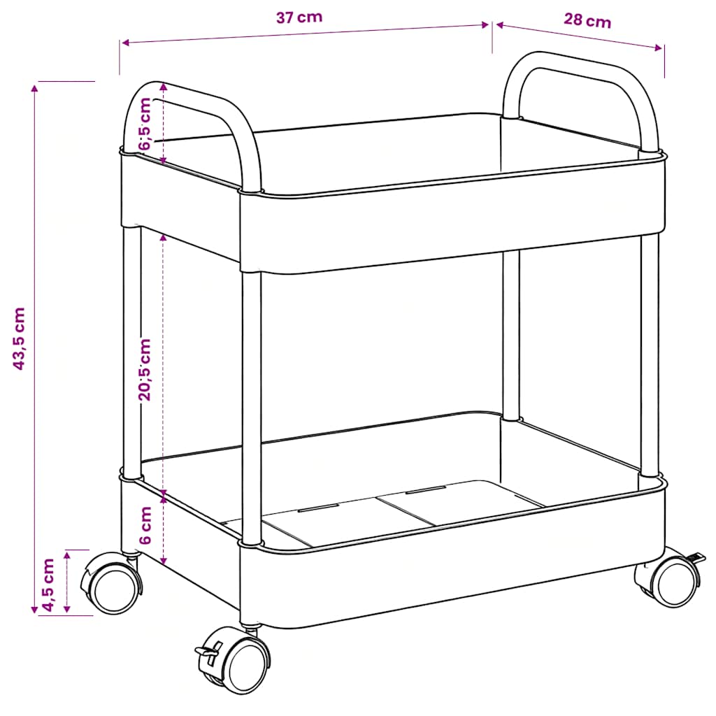 Storage Trolley 2-Tier Transparent 37x28x43,5 cm Acrylic