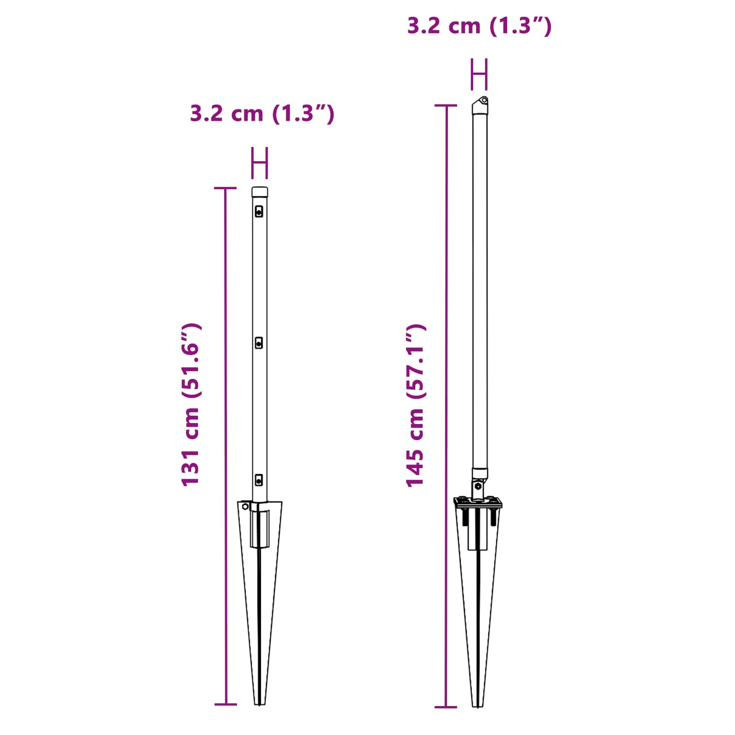 Ground Spike Fence Post 26 pcs Silver Powder-Coated Steel