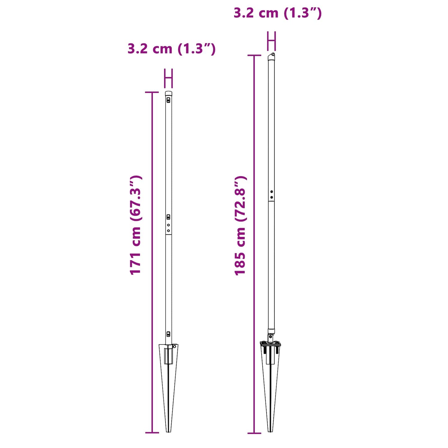 Ground Spike Fence Post 52 pcs Silver Powder-Coated Steel