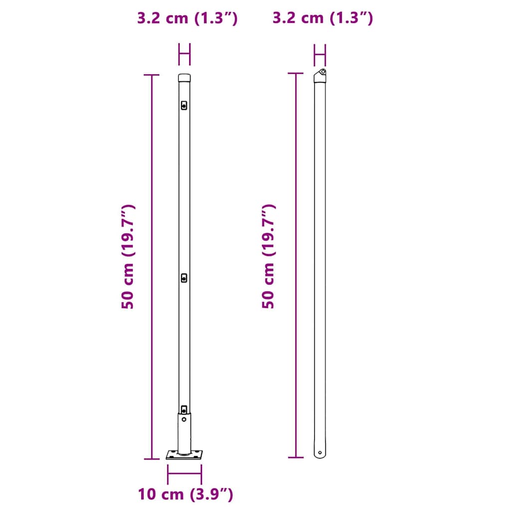 Fence Post with Concrete Base 52 pcs Grey Powder-Coated Steel