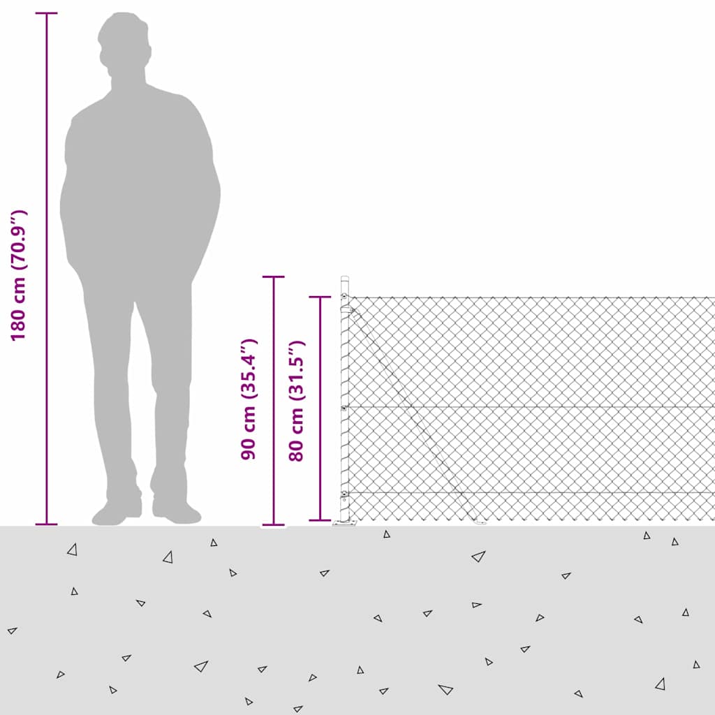 Outdoor Chainlink Fence with Concrete Base 10 x 0.8 m Green