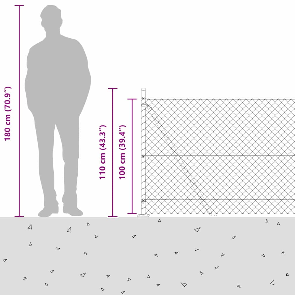 Outdoor Chainlink Fence with Concrete Base 10 x 1 m Green Mesh