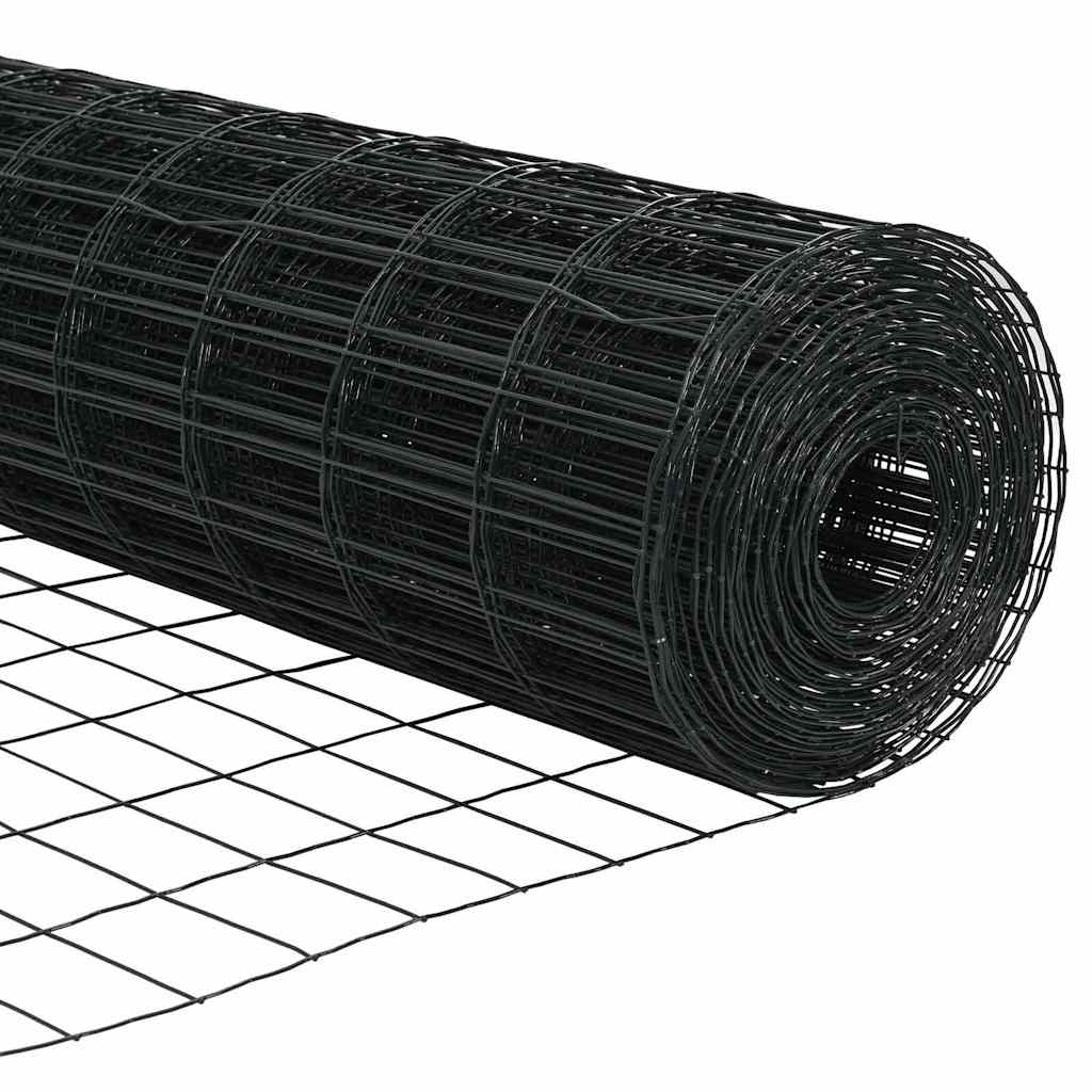 Fence with Post Grey 0.4 x 10 m Steel and PVC