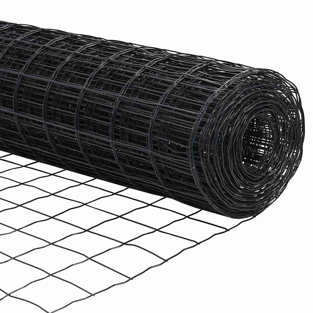 Fence with Post Grey 0.6 x 10 m Steel and PVC