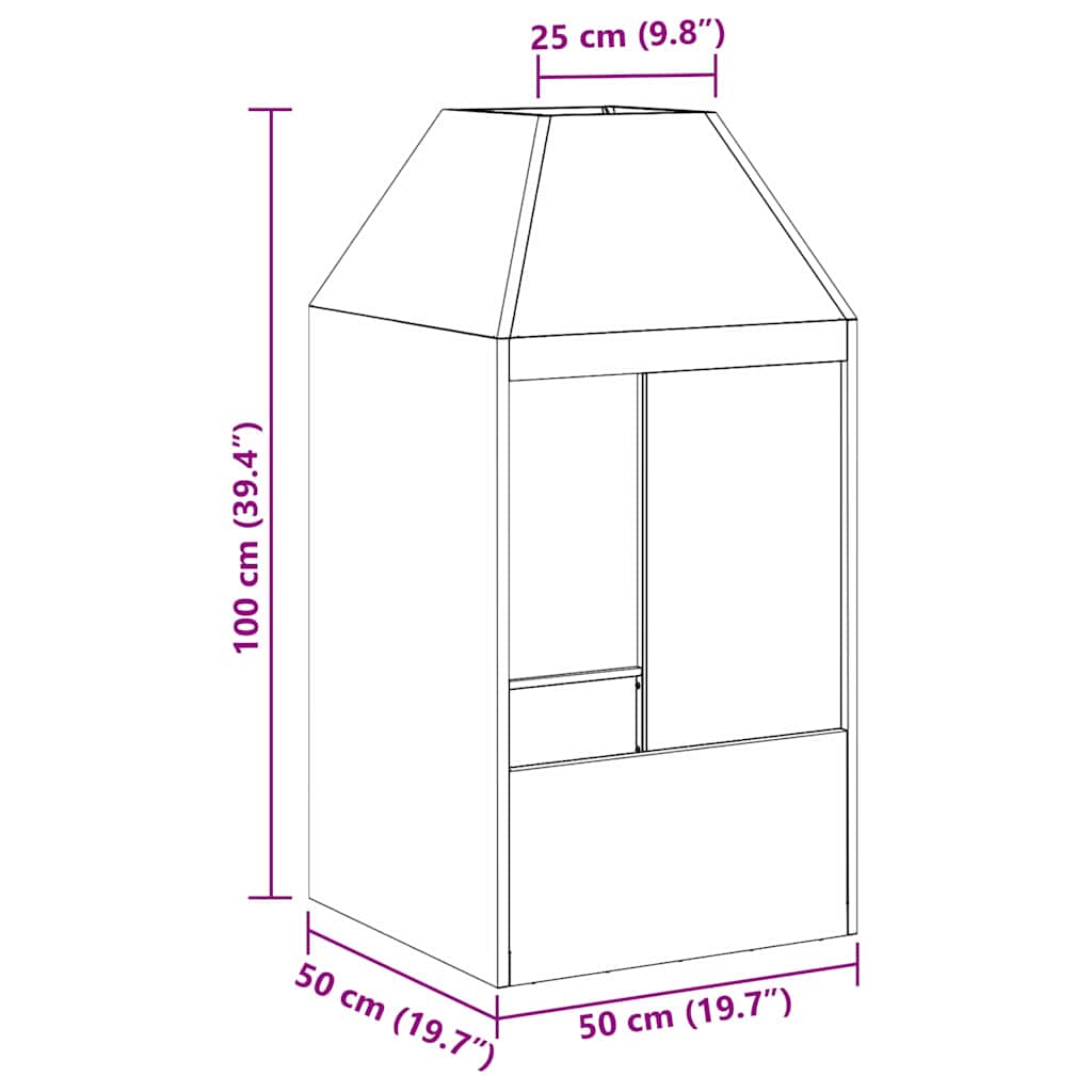 Fire Pit Black 50 x 50 x 100 cm Steel