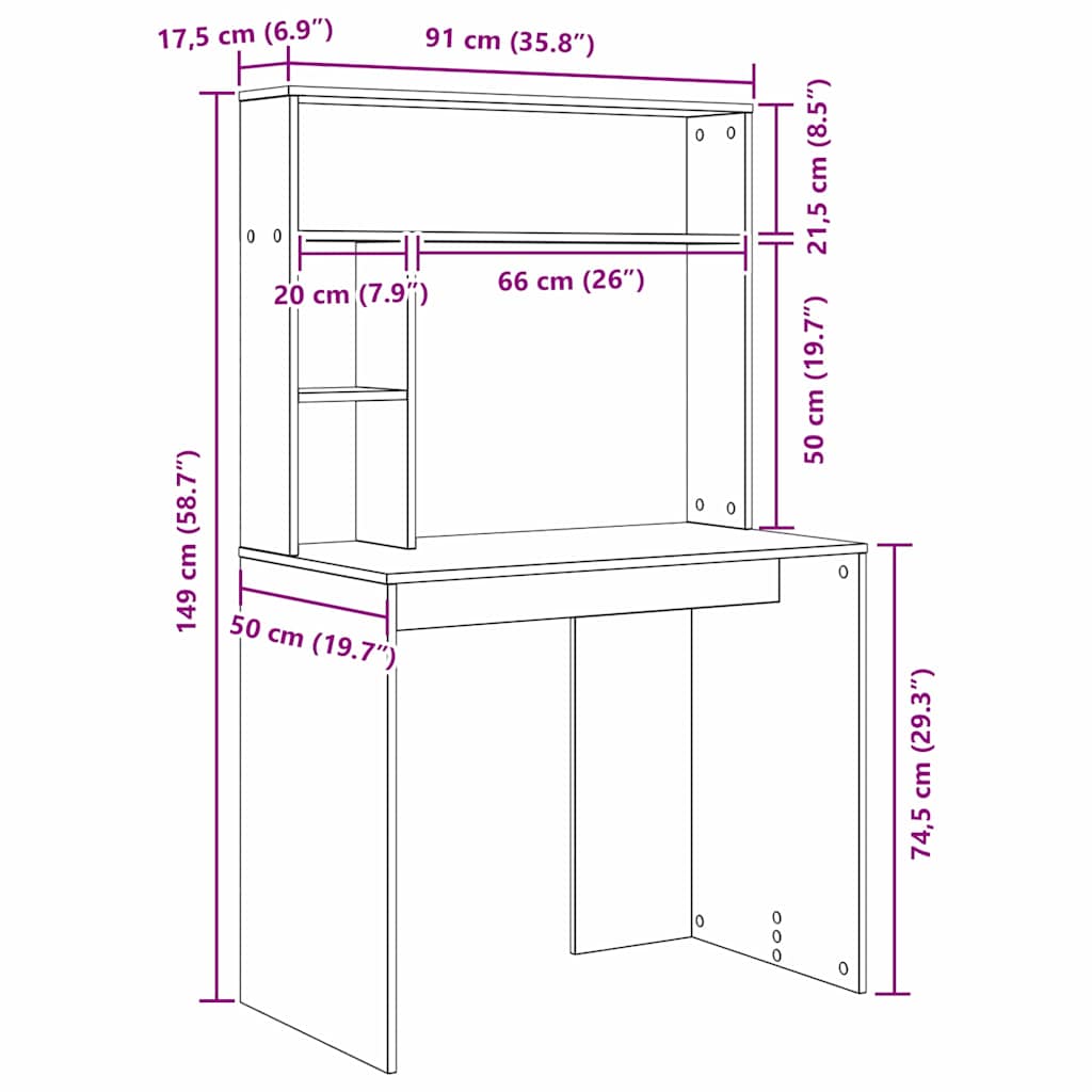 Desk Black Oak 91 x 50 x 149 cm Engineered Wood