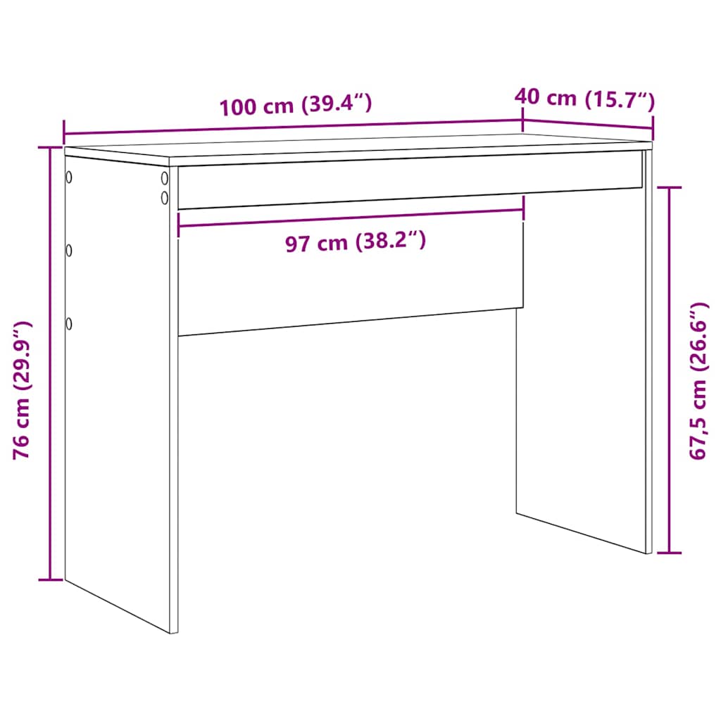 Desk White 100 x 40 x 76 cm
