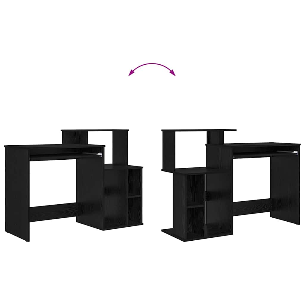 vidaXL Desk with Storage with Shelf Black Oak 120.5 x 44 x 88.5 cm