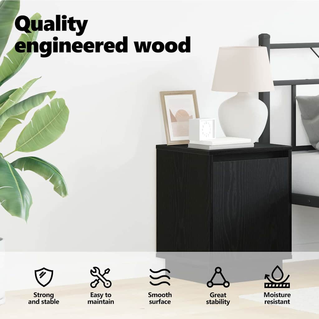 Bedside Cabinet Black Oak 39 x 34.5 x 50 cm Engineered wood
