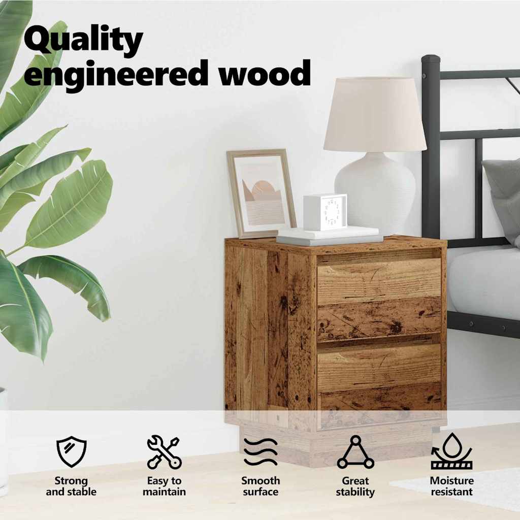 Bedside Cabinet Old Wood 39 x 34.5 x 50 cm Engineered wood